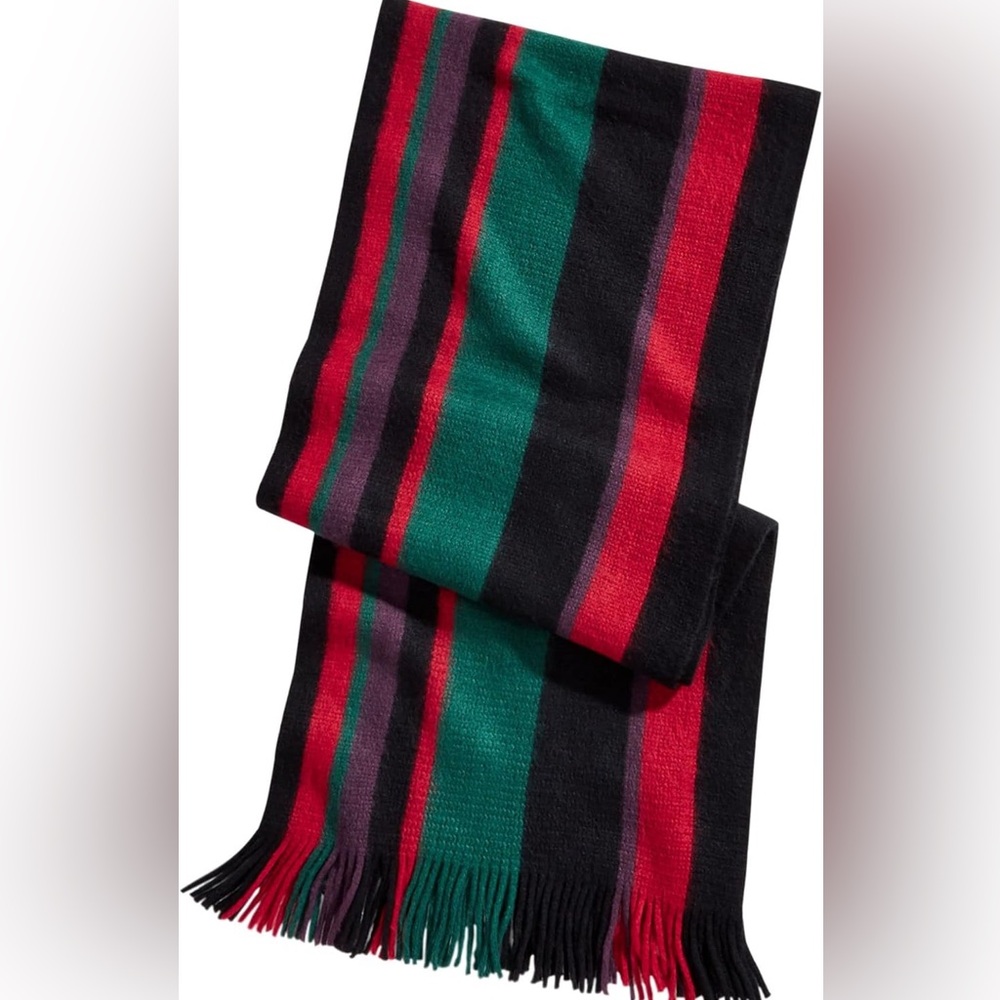 Alfani Unisex NWT Bold Striped Scarf - Black, Red, Green